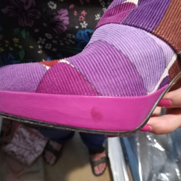 Emilio Pucci Cordouroy Clogs Purple/Magenta/Brown - Picture 5 of 5